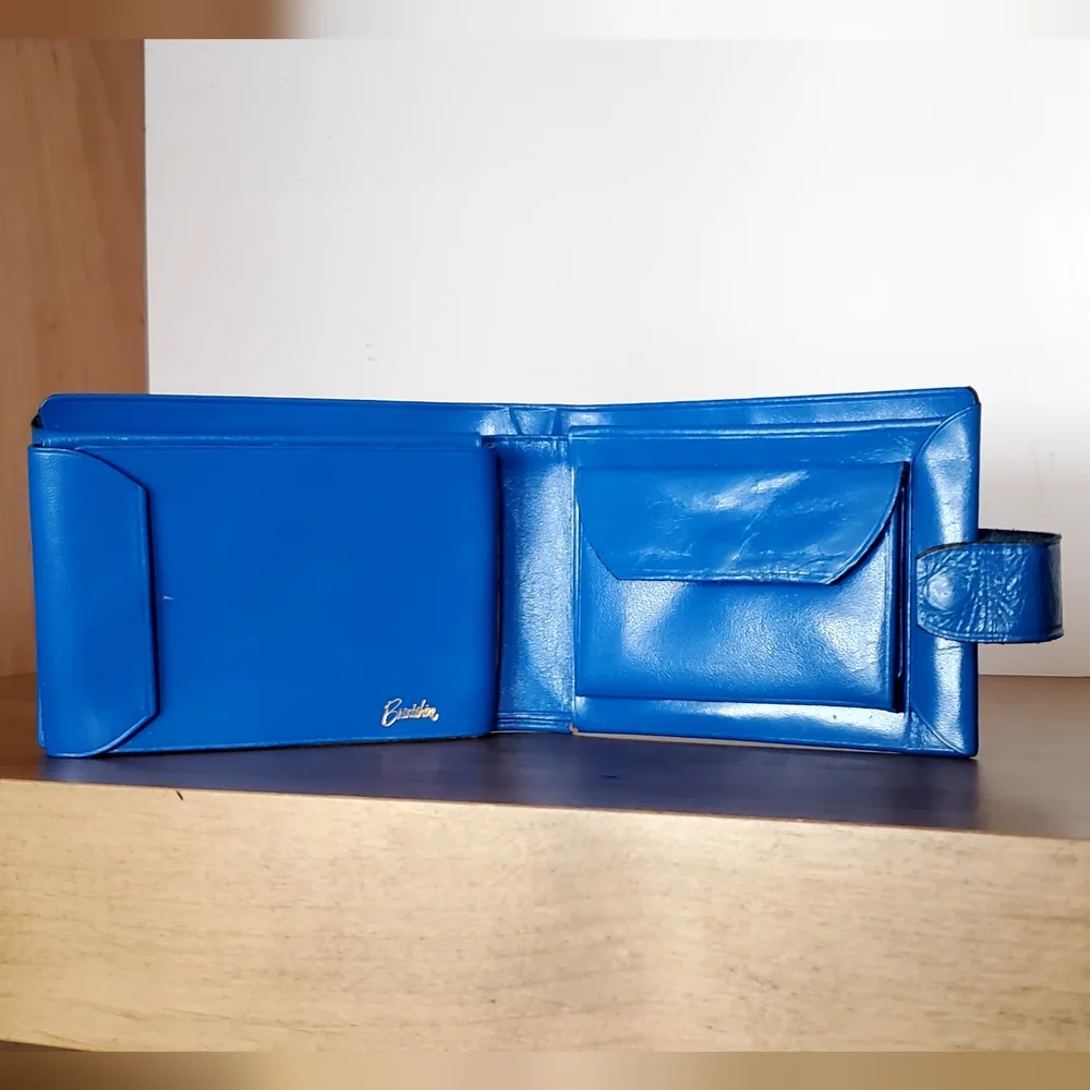 Brentshire Montgomery Wards 1950's Cobalt Blue Leather Bi-Fold Wallet